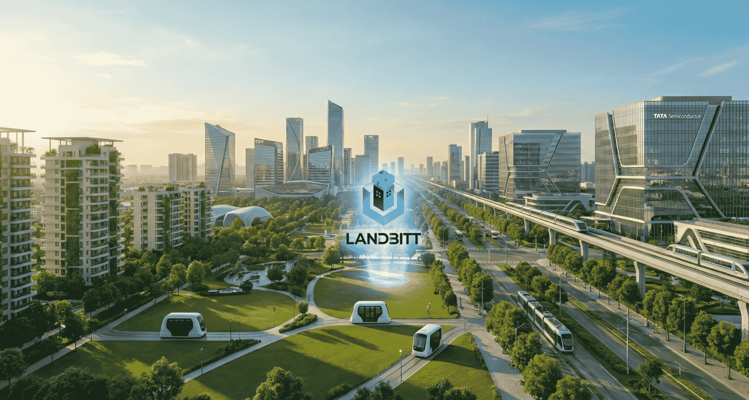 Dholera SIR Future Futuristic view of Dholera SIR smart city showing semiconductor plants and modern infrastructure, representing the future of India.