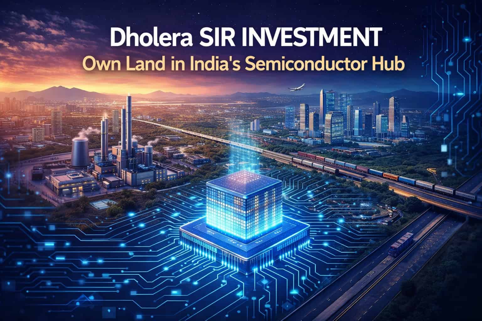 Dholera SIR investment opportunity in Gujarat showing semiconductor hub, smart city infrastructure and industrial corridor development