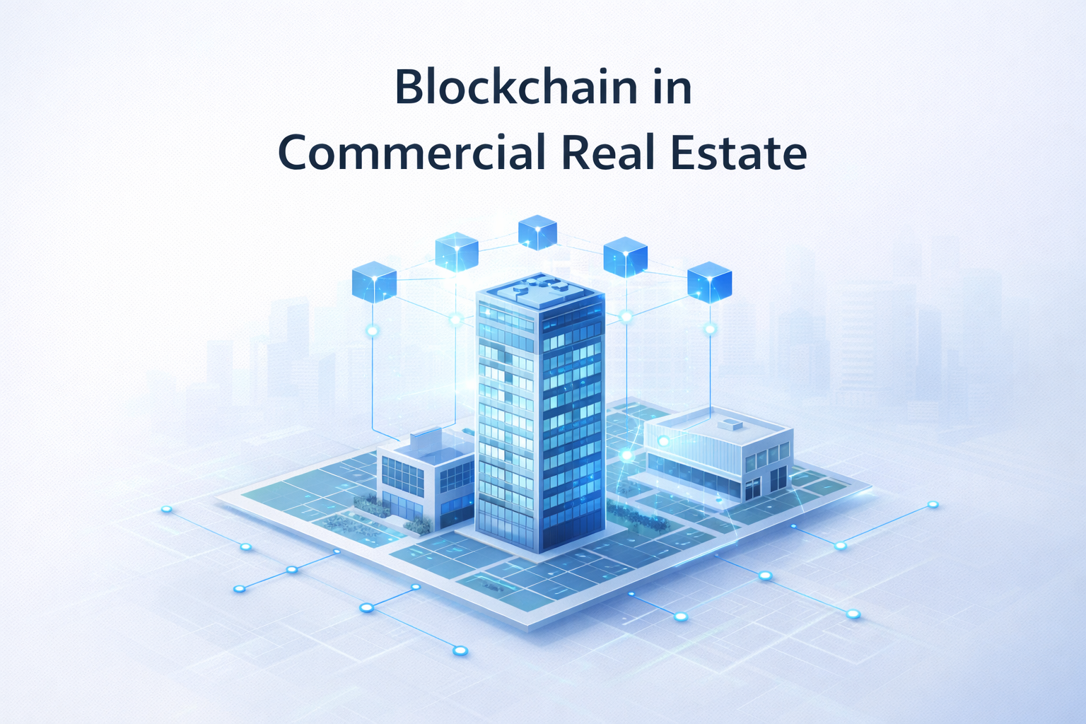 Blockchain in commercial real estate showing secure digital ownership and transparent property records by LandBitt