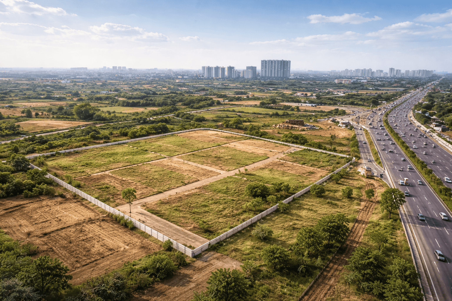 Land investment for beginners in India near infrastructure growth corridor