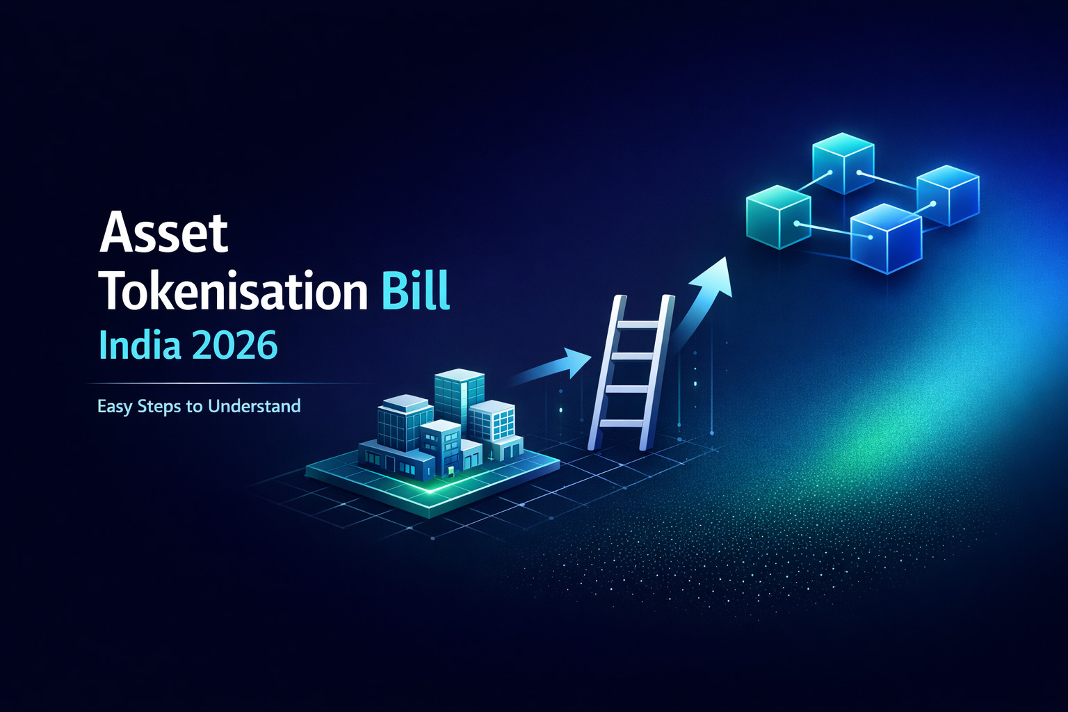 asset tokenisation bill india 2026 illustration showing blockchain real estate tokenization digital assets and investment growth in india