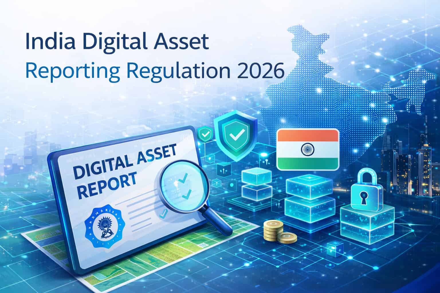 India digital asset reporting regulation 2026 framework showing blockchain compliance, digital asset reporting, and regulatory monitoring