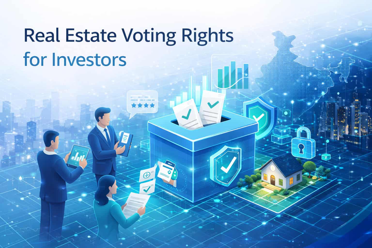 Real estate voting rights for investors in structured property investment platforms using blockchain governance