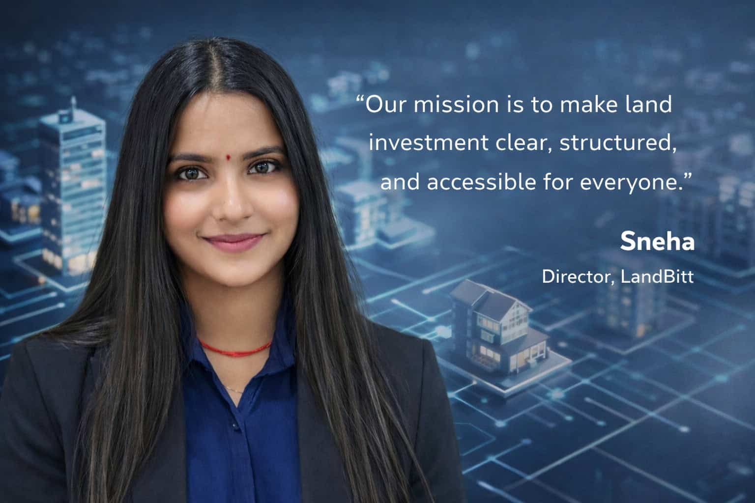 Sneha Director at Landbitt discussing governed property participation and transparency in real estate