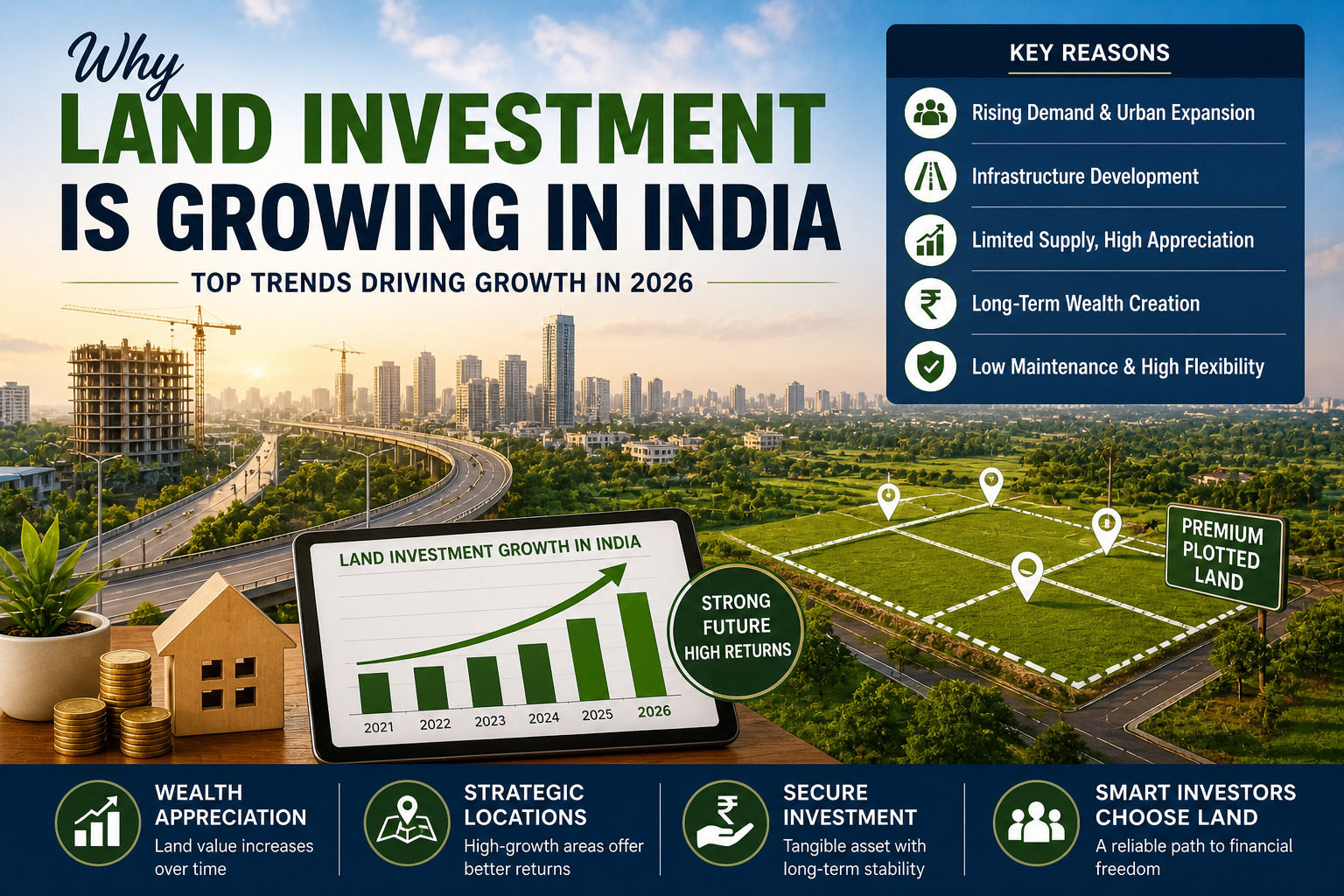 why land investment is growing in India with infrastructure and urban expansion