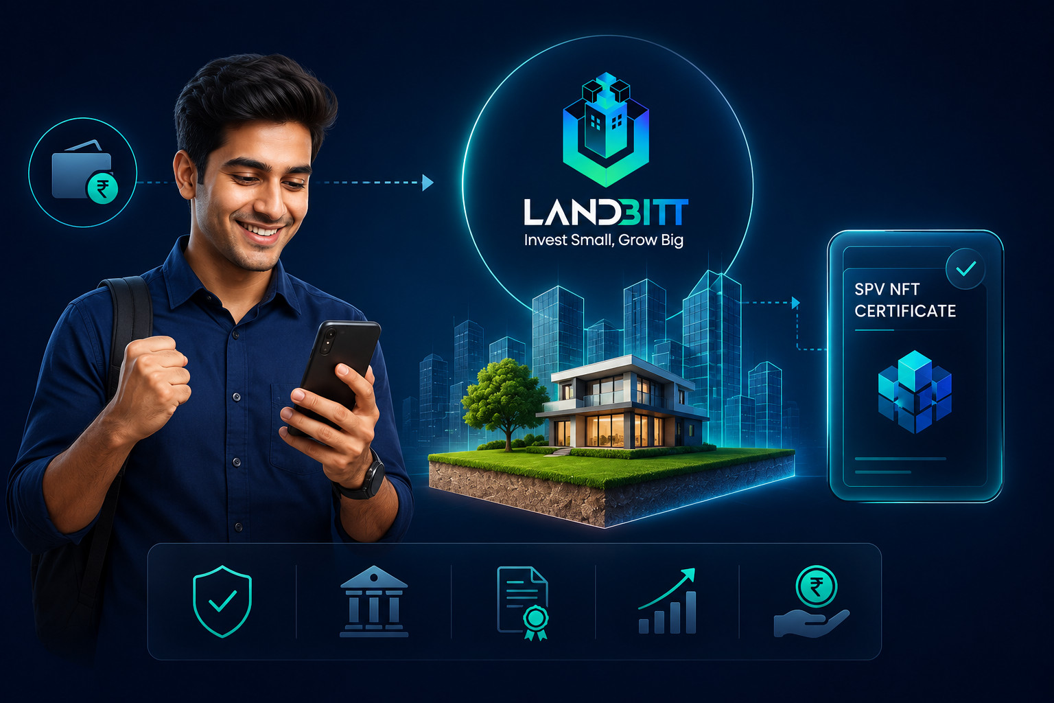 invest-in-real-estate-with-first-salary-india Young professional investing their first salary into fractional real estate through a Trust/SPV structure in India.