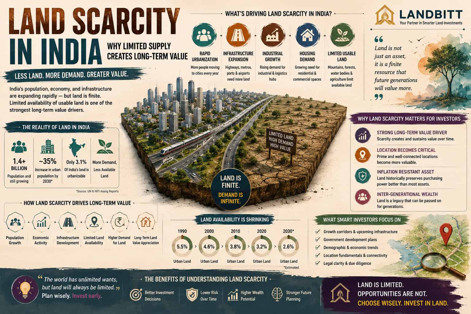 land-scarcity-india land scarcity India showing growing cities and limited available land supply